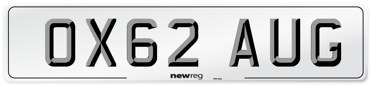 OX62 AUG Number Plate from New Reg